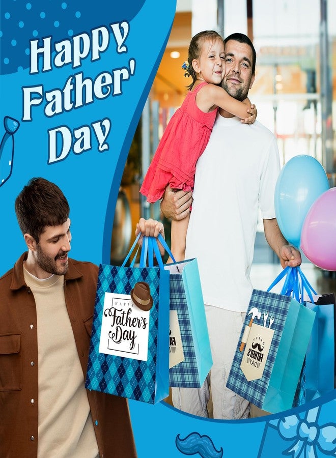Kolldenn 12 Pcs 13" Large Fathers Day Gift Bags with Tissue Paper Happy Father's Day Gift Bag Bulk 4 Designs Dad Present Wrapping Supplies with Handle for Men Dad Grandpa Party Favor Supplies - Image 5