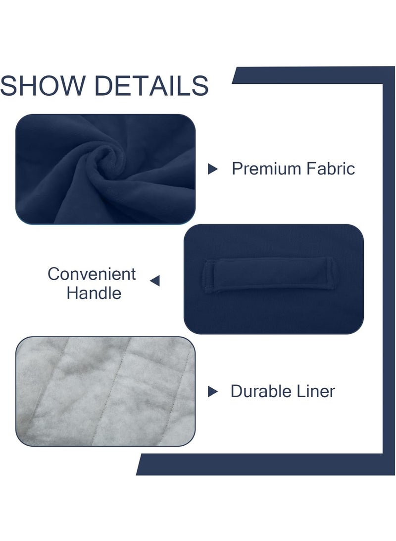 Square Stuffed Pouf Ottoman Foot Rest, Floor Pouf Foot Stool with Foam Chunk Filling, Soft Stuffed Ottoman Footrest for Living Room, Blue - Image 4