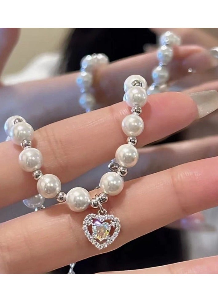 925 Silver Love Pearl Bracelet Exquisite Handstring High End Birthday Gift for Girlfriend  - Image 3