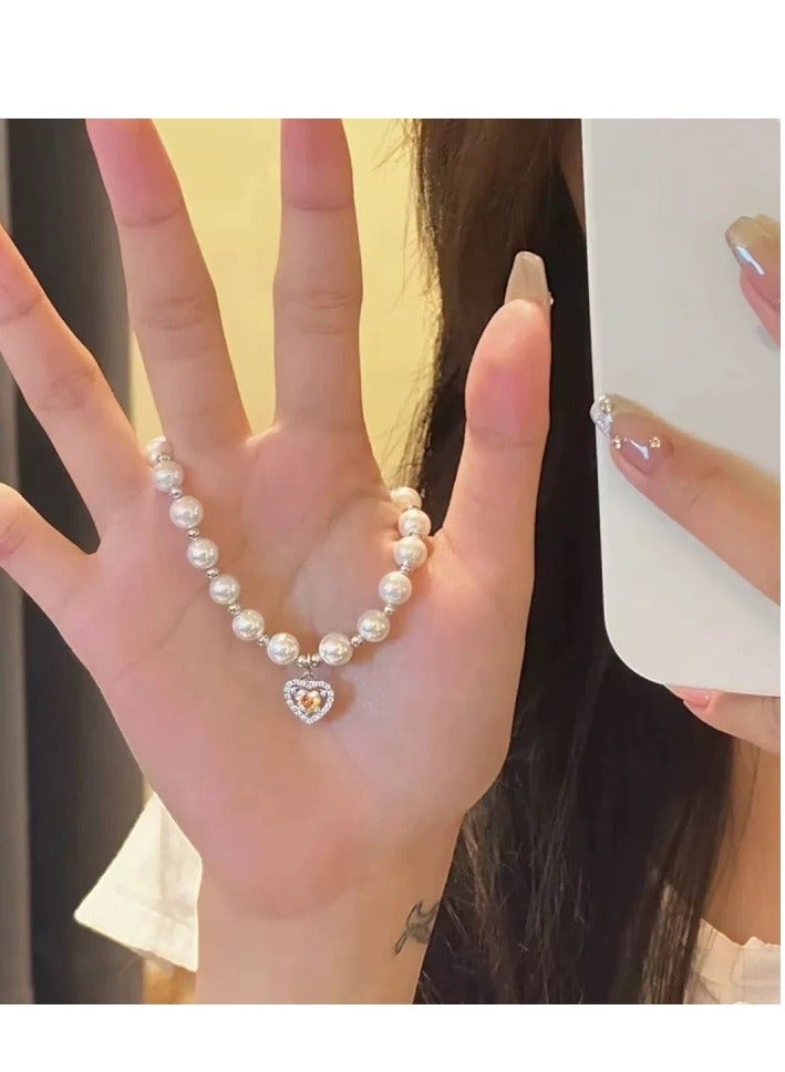 925 Silver Love Pearl Bracelet Exquisite Handstring High End Birthday Gift for Girlfriend  - Image 4