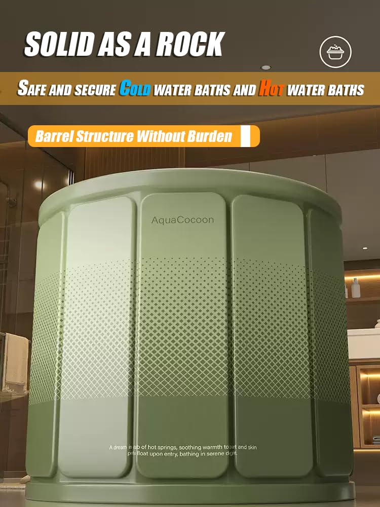 jessie Portable Foldable Bathtub for Adults PVC SPA Soaking Standing Bath Tub for Shower Stall, Freestanding Non-Inflatable Hot Ice Bath Tub with Thickened Thermal Foam to Keep Temperature - Image 2