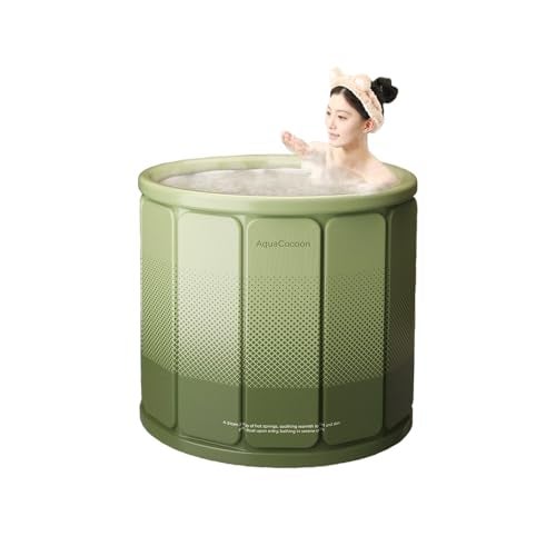 jessie Portable Foldable Bathtub for Adults PVC SPA Soaking Standing Bath Tub for Shower Stall, Freestanding Non-Inflatable Hot Ice Bath Tub with Thickened Thermal Foam to Keep Temperature - Image 1