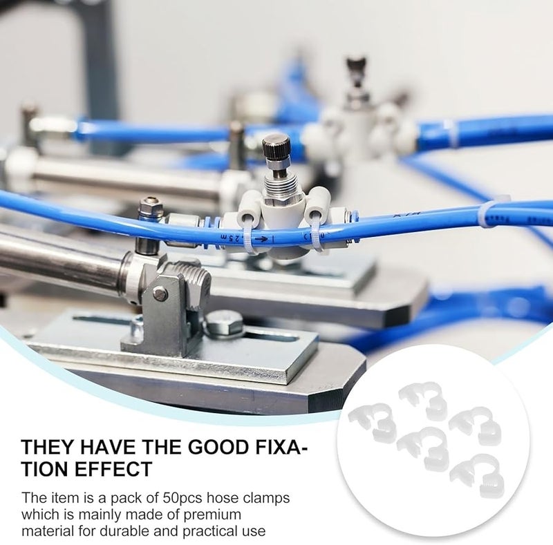 50 قطعة مجموعة مشابك خرطوم بلاستيكية بيضاء لمجموعة الآلات الكهربائية والتهوية - Image 5