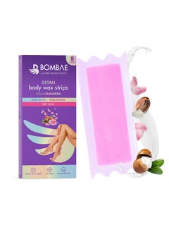 Bombae Full Body Wax Strips with Shea Butter for Women (8+2 Strips)| Full Body Cold Wax Strips for Arms, Underarms, Legs | Post-wax Wipes for mess-free, Smooth skin