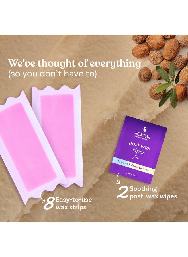 BOMBAE - Bombae Full Body Wax Strips with Shea Butter for Women (8+2 Strips)| Full Body Cold Wax Strips for Arms, Underarms, Legs | Post-wax Wipes for mess-free, Smooth skin - Image 1
