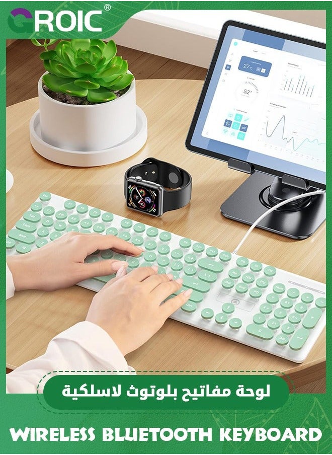 GROIC Green Typewriter Keyboard 104-key White Square Punk Gaming LED Ice Backlit Cute with Wired USB Suitable for PC/Win/Mac/Laptop  - Image 2