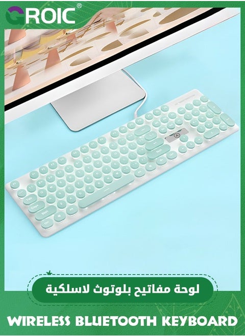 Green Typewriter Keyboard 104-key White Square Punk Gaming LED Ice Backlit Cute with Wired USB Suitable for PC/Win/Mac/Laptop