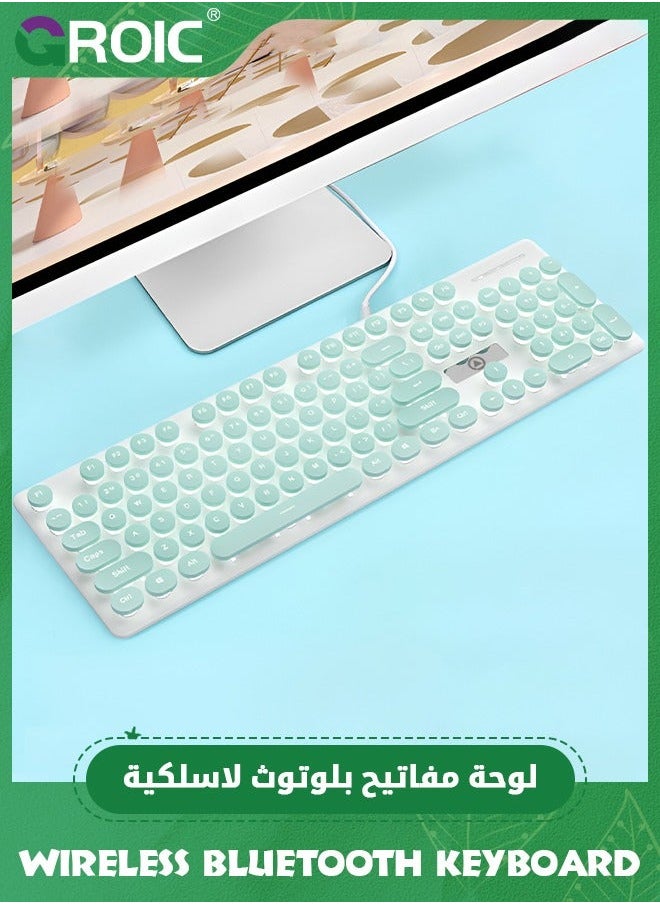 GROIC Green Typewriter Keyboard 104-key White Square Punk Gaming LED Ice Backlit Cute with Wired USB Suitable for PC/Win/Mac/Laptop  - Image 1