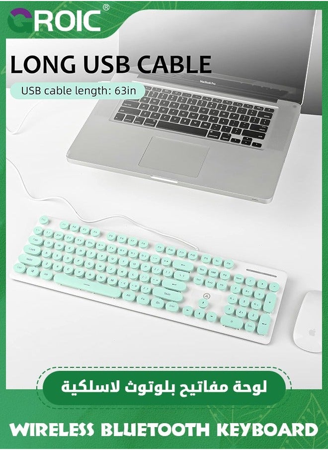 GROIC Green Typewriter Keyboard 104-key White Square Punk Gaming LED Ice Backlit Cute with Wired USB Suitable for PC/Win/Mac/Laptop  - Image 4