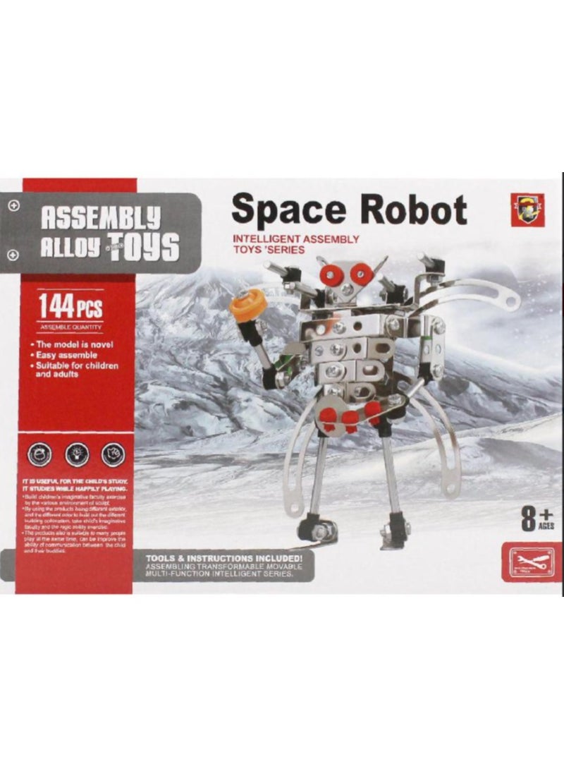 Metal Space Robot Assembly Model, 144-Piece DIY Metal Building Kit, Educational STEM Construction Toy for Kids 8+ - Image 1