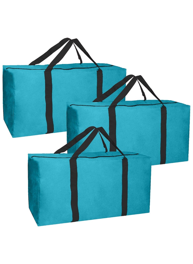 Jalousie Jalousie 3 Pack Extra Large Heavy Duty Storage Bags Moving Bag Totes Storage Bin Space Saver Travel Duffel Bags  Made of Tough 600D Oxford TealBlack 3 Pack 