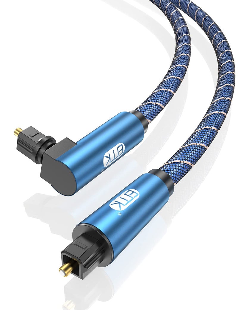 EMK 90 Degree Swivel Adjustable Right Angled Optical Audio Cable,EMK Rotatable TOSLINK Pulg Fiber Optic Cord for Blu-Ray Player,Soundbar,HDTV,PS3/PS4, Xbox and More (6.6ft/2m) - Image 1