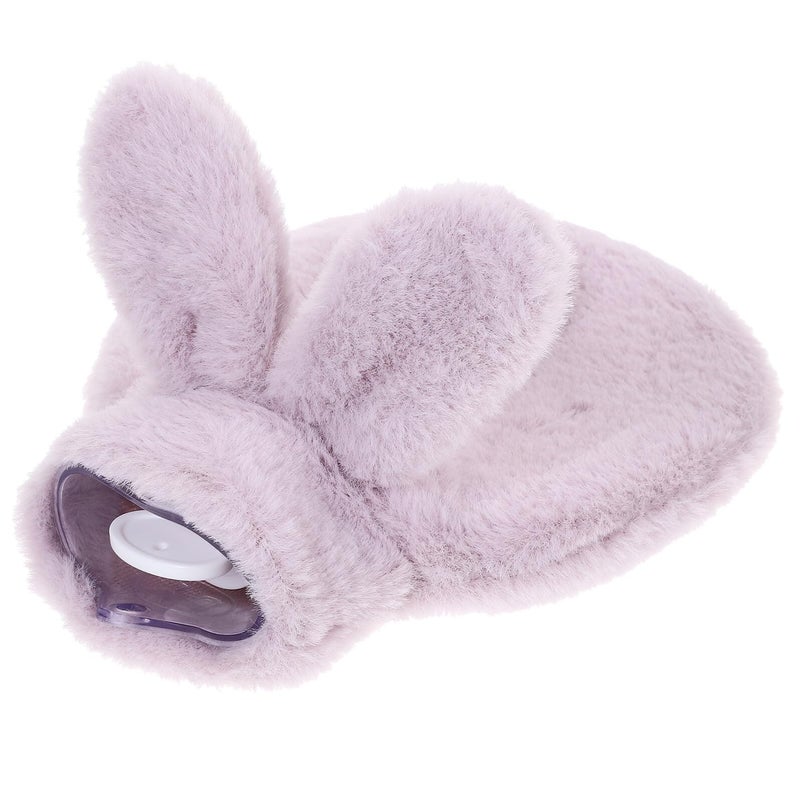 Plush Rabbit Hot Water Bag Explosion Proof Portable Heating Pad Purple Round - Image 2
