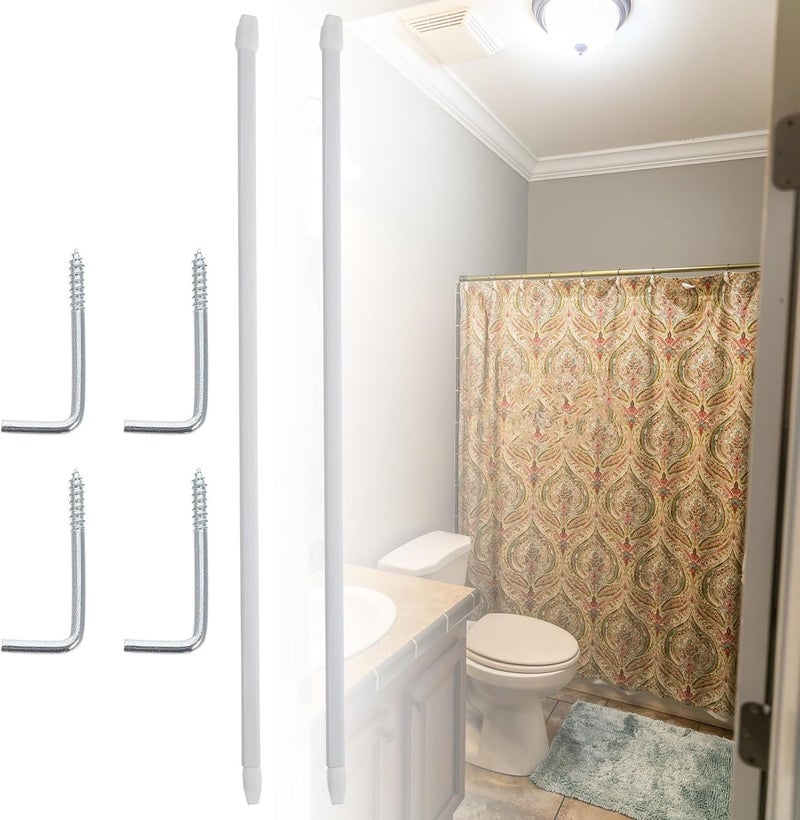 Daily use improved quality Telescopic Curtain Tension Rod 2pcs 40-60cm White Hole-free Retractable Shower Curtain Pole Multipurpose Clothes Drying Rod for Bathroom and Closet On-demand local restock Multi-budget available picks Flexible purchase choices High precision lightweight material Remote village delivery cover Precision processed material Modern look Medium weight Cross part assemble fit Classic practical design Market diverse application fit Gulf approved global quality Repeated assemble detach compatible Easy lifting build All-in-one local deliver plan Changing environment compatible Non sticky surface Budget friendly trendy design Trendy natural assorted colors Budget friendly sizing alternatives Integrated practical design Season change compatible build Matte anti slip finish Certified local stock - Image 5