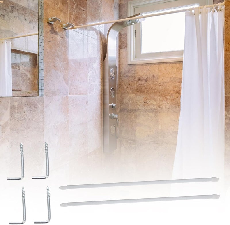 Daily use improved quality Telescopic Curtain Tension Rod 2pcs 40-60cm White Hole-free Retractable Shower Curtain Pole Multipurpose Clothes Drying Rod for Bathroom and Closet On-demand local restock Multi-budget available picks Flexible purchase choices High precision lightweight material Remote village delivery cover Precision processed material Modern look Medium weight Cross part assemble fit Classic practical design Market diverse application fit Gulf approved global quality Repeated assemble detach compatible Easy lifting build All-in-one local deliver plan Changing environment compatible Non sticky surface Budget friendly trendy design Trendy natural assorted colors Budget friendly sizing alternatives Integrated practical design Season change compatible build Matte anti slip finish Certified local stock - Image 4