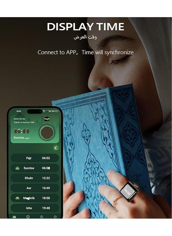 BSTWSH 18mm Zikr Ring Smart Ring with Vibration Reminder Tasbih Counter and Bluetooth Connection for Exclusive IQIBLA App and 5 Daily Prayer Reminders  - Image 5