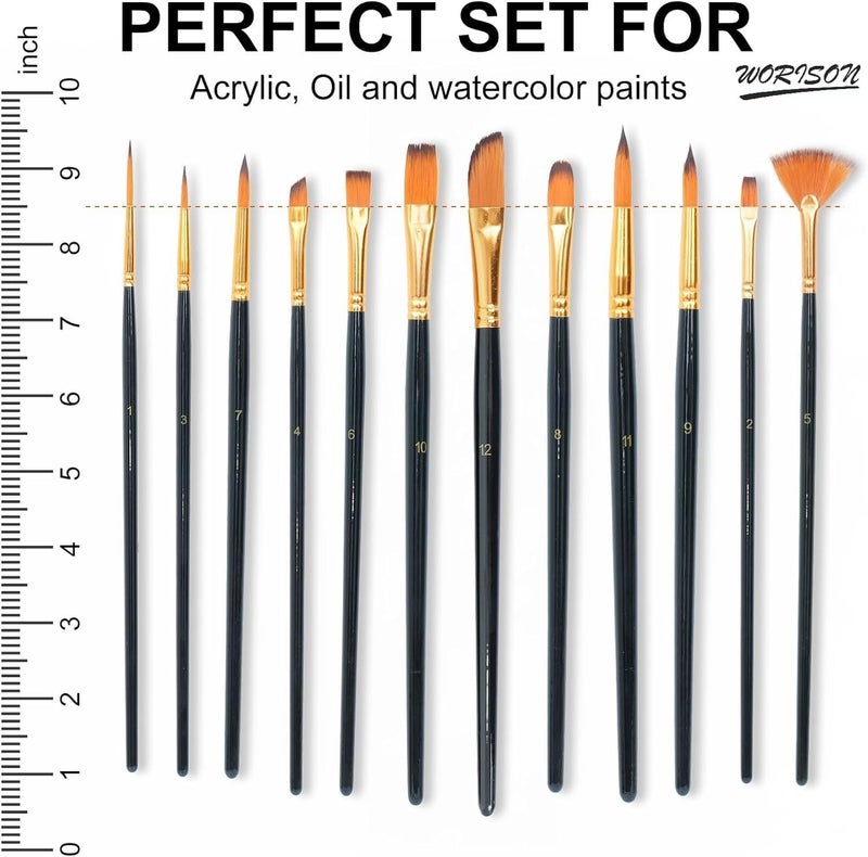 worison 24pc Synthetic Hair Artist Mix Paint Brush Set – Ideal for Watercolor and Acrylic Painting, Great for Beginners and Professionals - Image 3