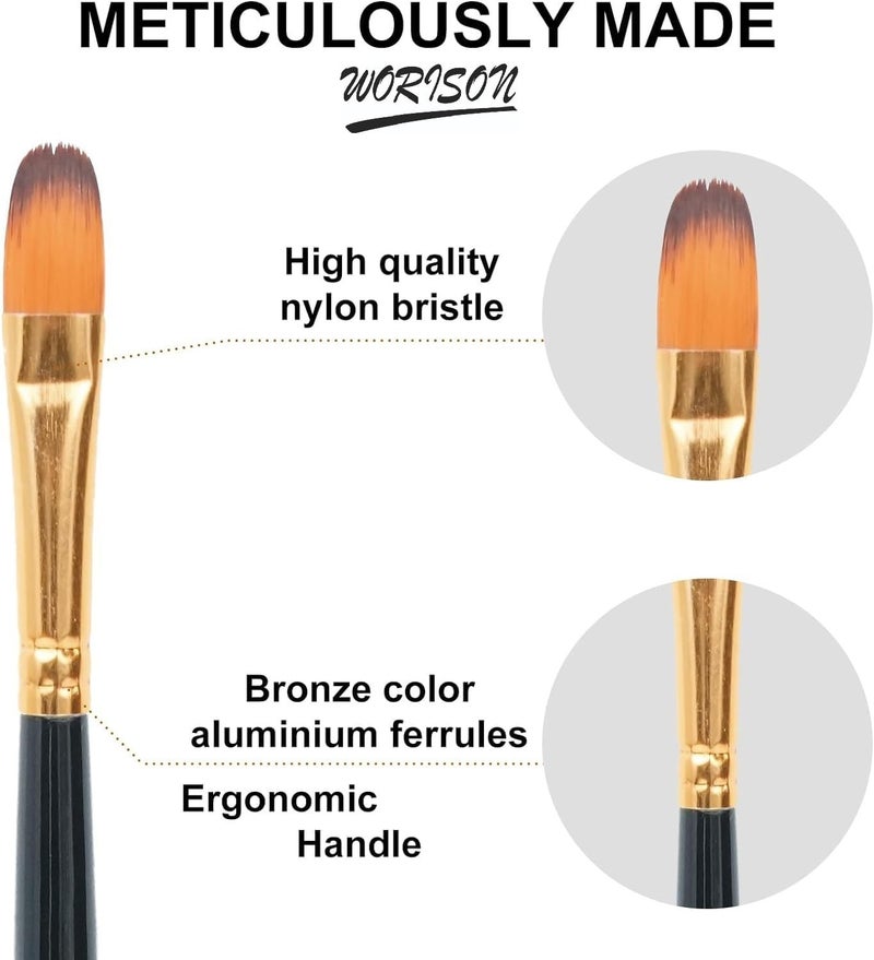 worison 24pc Synthetic Hair Artist Mix Paint Brush Set – Ideal for Watercolor and Acrylic Painting, Great for Beginners and Professionals - Image 5