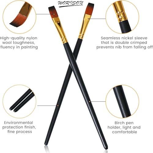 worison 24pc Synthetic Hair Artist Mix Paint Brush Set – Ideal for Watercolor and Acrylic Painting, Great for Beginners and Professionals - Image 4