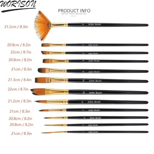 worison 24pc Synthetic Hair Artist Mix Paint Brush Set – Ideal for Watercolor and Acrylic Painting, Great for Beginners and Professionals - Image 2