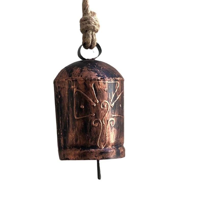 JASMEY HOMES Medium Sized Positive Vibes Bell for Home Decor Brown - Image 2