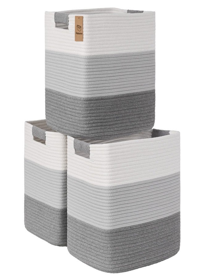 Degeyoyo 15×13 Inch Storage Cubes, 3 Pack Cube Storage Bins for Organizing, Cotton Rope Woven Baskets for Shelves, Bathroom, Kids Room, Closets, Baby Nursery - Image 1