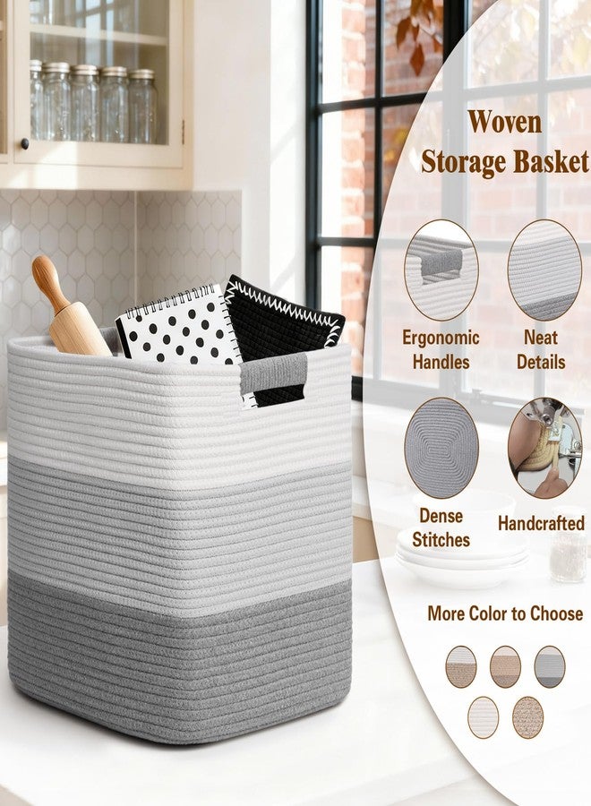 Degeyoyo 15×13 Inch Storage Cubes, 3 Pack Cube Storage Bins for Organizing, Cotton Rope Woven Baskets for Shelves, Bathroom, Kids Room, Closets, Baby Nursery - Image 4