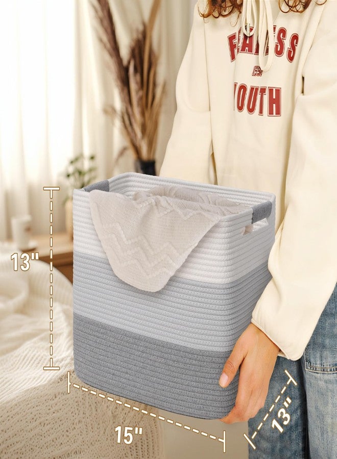 Degeyoyo 15×13 Inch Storage Cubes, 3 Pack Cube Storage Bins for Organizing, Cotton Rope Woven Baskets for Shelves, Bathroom, Kids Room, Closets, Baby Nursery - Image 5