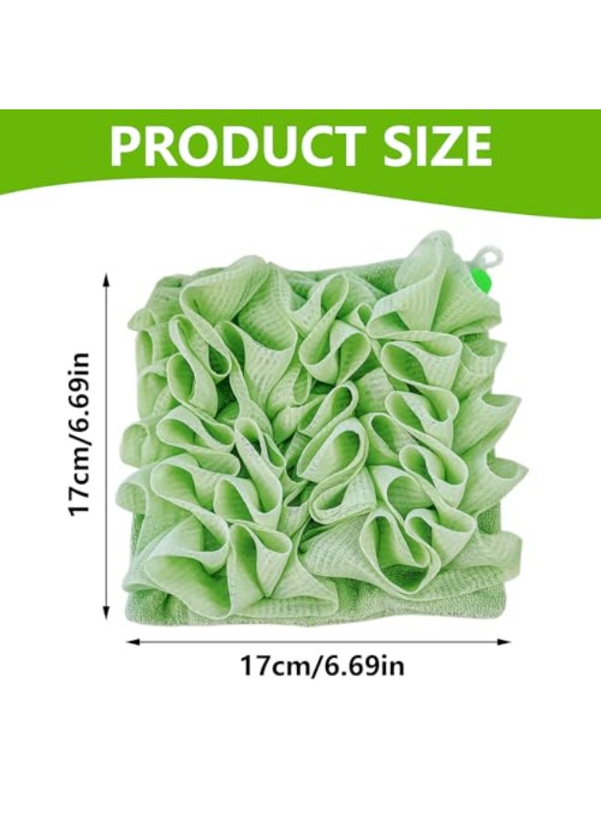 QIYUDA 2pcs Loofah Cloth for Bar Soap Loofah Washcloth Pink and Green Shower Ball 2in1 - Image 3