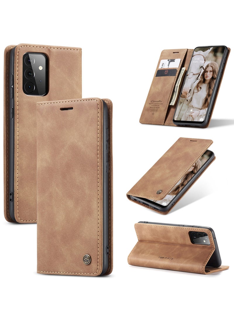 CaseMe CaseMe Samsung Galaxy A72Case Wallet, for Samsung Galaxy A72  Wallet Case Book Folding Flip Folio Case with Magnetic Kickstand Card Slots Protective Cover - Brown  - Image 1