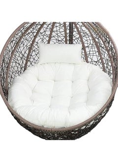 Garden Terrace Rattan Swing Chair Wicker Egg Hanging Chair Hammock Hanging Chair Large Size Cushion Hanging Basket Chair Cushion Indoor Outdoor(Only Cushion)(Color:Off White)