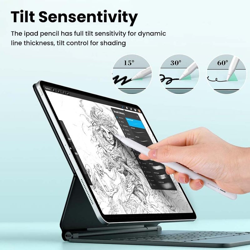 TECPHILE iPad Pencil Stylus Pen, Bluetooth, 10-minute Charge, Palm Rejection, Tilt, Magnetic Attraction, Compatible iPad2018-2025, iPad 10th/ 11th Gen, Pro 11, 12.9 & M4, Air 4/5/M2/M3, Mini 6/ A17Pro - Image 4