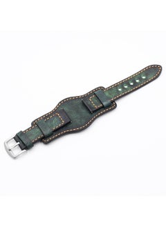 Generic Hand-Dyed Vintage Leather Watch Strap 20/22/24mm Green 