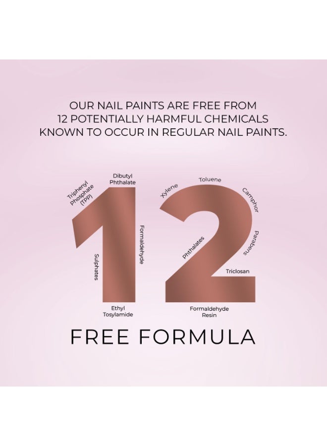 Just Herbs Nail Paint 12 Free Formula Quick Dry, Glossy Finish and Long Lasting Nail Paints 11 ml  Bare it All - Image 3