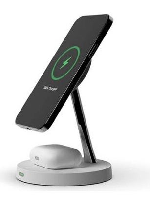Coofbe - LED Lighted Magsafe Compatibility 15W 2in1 Desktop Charging Stand Clock Charger for Apple iPhone 12 13 14 Pro Max Charging - Image 1