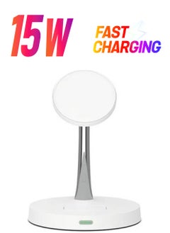 LED Lighted Magsafe Compatibility 15W 2in1 Desktop Charging Stand Clock Charger for Apple iPhone 12 13 14 Pro Max Charging