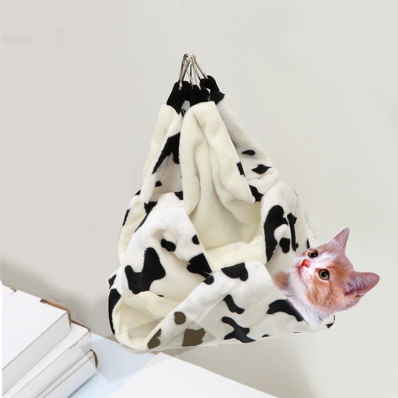 Dairy Cow Print Small Animal Hanging Bed Plush Warm Nest For Sugar Gliders Squirrels - Image 3