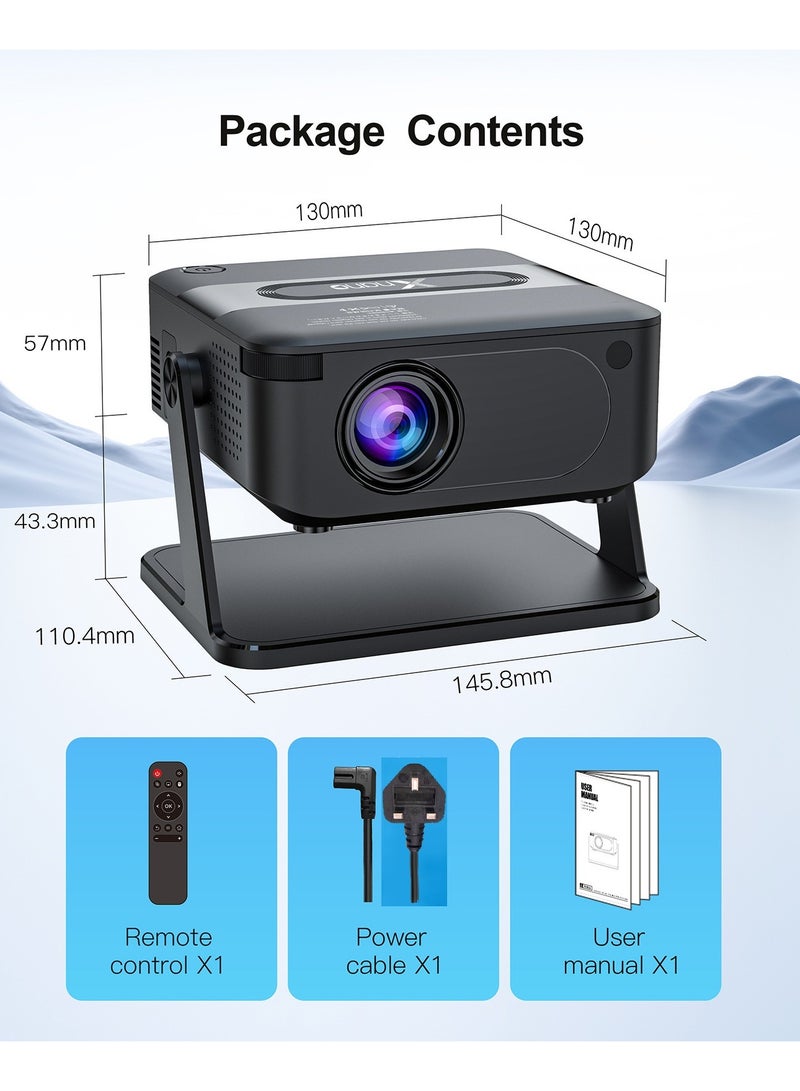 General Mini Portable Projector Bedroom Wall Projector Home Ultra HD 720P Wireless Projection Dual Band Wifi 6 Outdoor Projector 4-Point Keystone Correction Compatible with Windows iOS Android Multiple Compatible Interfaces: HD, Audio, USB Connection  - Image 2