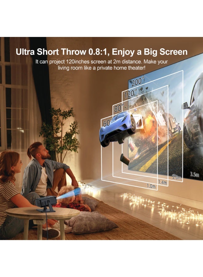 General Mini Portable Projector Bedroom Wall Projector Home Ultra HD 720P Wireless Projection Dual Band Wifi 6 Outdoor Projector 4-Point Keystone Correction Compatible with Windows iOS Android Multiple Compatible Interfaces: HD, Audio, USB Connection  - Image 5