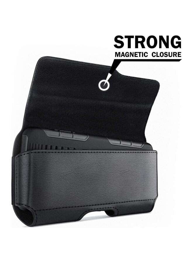 Holster for Phone 14, 14 Pro, 13 Pro, 13, 12 Pro, 11, XR, Google 7, Belt Case with Belt Clip Cell Phone Belt Holder Pouch Cover (Fits Phone with Otterbox Case) Black (XXL) - Image 2