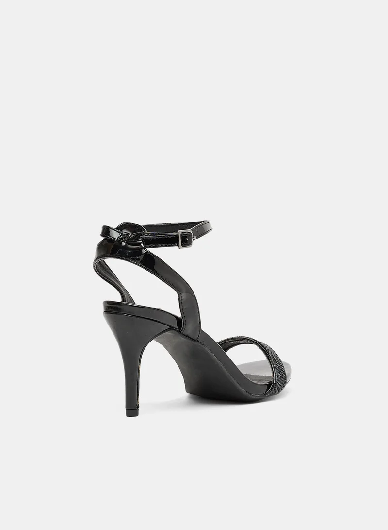 Anne Michelle Faux Leather High-Heel Sandals