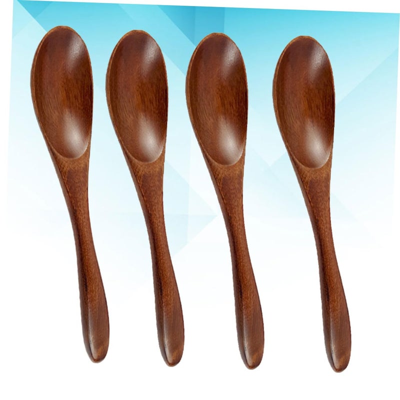 Natural Wood Soup Spoons Set of 4 Long Handle Sturdy for Soup Rice Condiments - Image 4