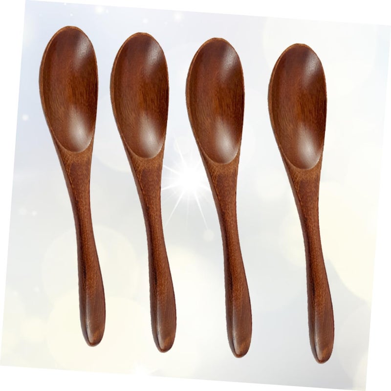 Natural Wood Soup Spoons Set of 4 Long Handle Sturdy for Soup Rice Condiments - Image 3