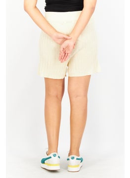 NA-KD Women Textured Casual Shorts, Beige  - Image 2
