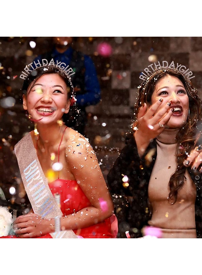 AOPRIE Birthday Crown For Women With Sash Rose Gold Blink Pink Birthday Tiara For Women Birthday Girl Headband Princess Crown Rhinestone Happy Birthday Accessories - Image 3