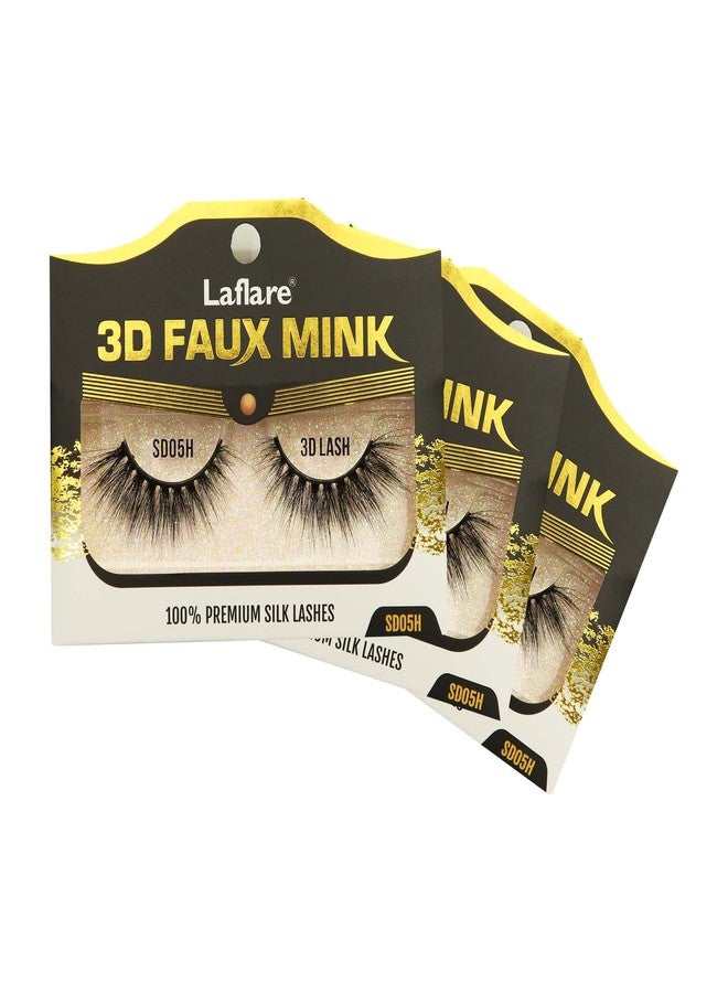 Laflare Silk Lashes 3D FAUX MINK Eyelashes, Light, Reusable, Handmade, Natural Looking, Professional Easy to Apply Eyelashes in a Knitted Style1-3 PACKS BUNDLE SPECIAL (3, SD05H) - Image 1