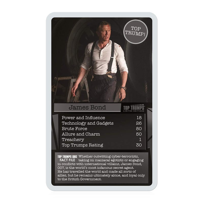 Top Trumps لعبة بطاقات توب ترومب جيمس بوند كل مهمة إصدارات محدودة، تضم 30 شخصية بما في ذلك هوني رايدر من دكتور نو إلى نومي من لا وقت للموت، هدية رائعة للأعمار من 12 سنة فما فوق - Image 2
