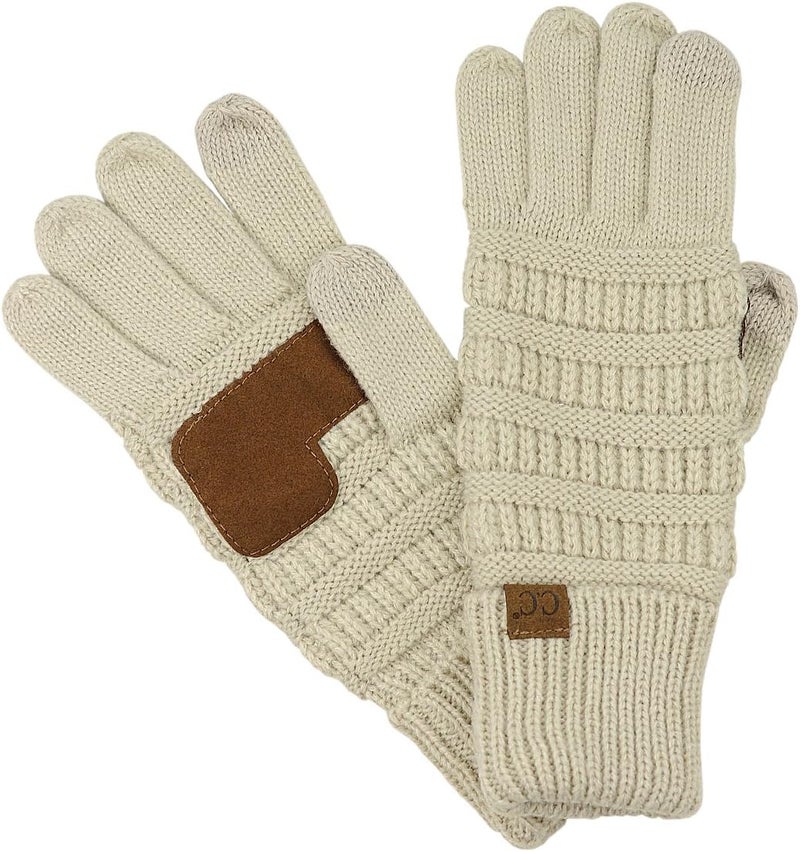 Cc Unisex Cable Knit Winter Warm Anti-Slip Touchscreen Texting Gloves - Image 1