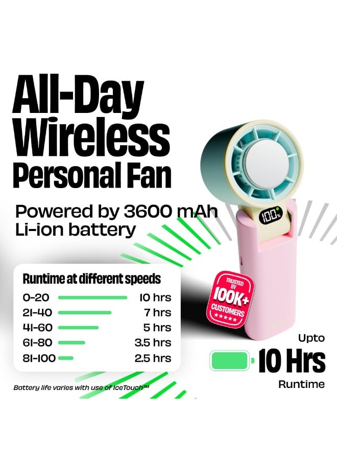 NUUK BFF Personal Hand Fan, 13000 RPM with IceTouch™ | 3600 mAh USB Rechargeable Battery [Up to 10H] | Portable Mini Fan | 100-Speed Dial | For Travel, Office, Makeup & Outdoor | 12-Month Warranty - Image 5