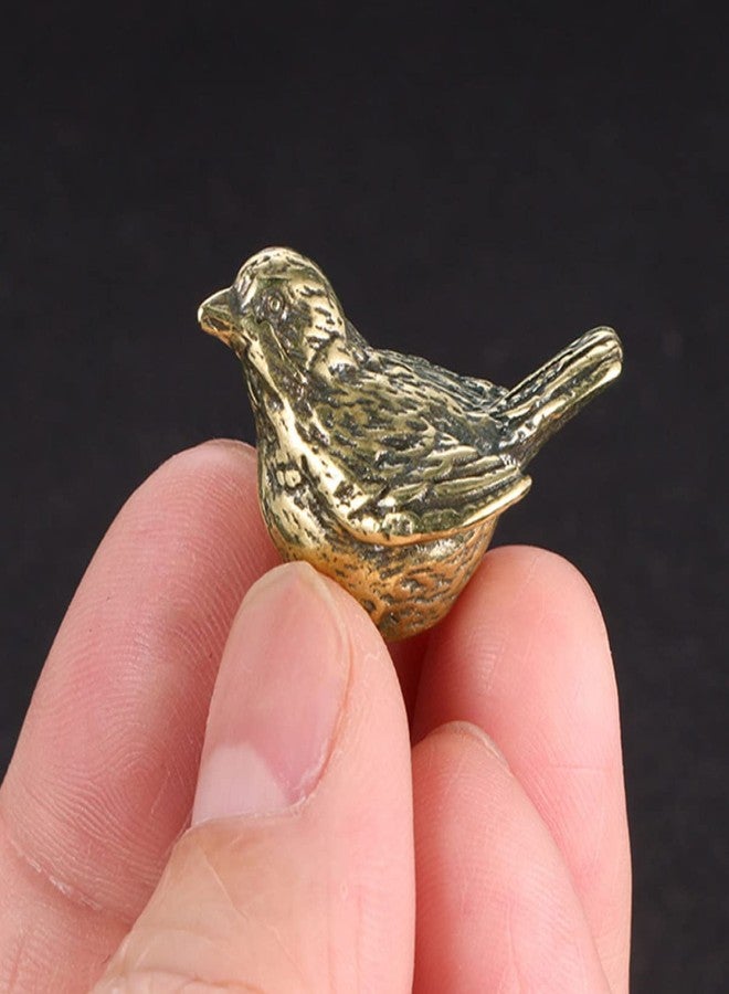Hoement Mini Brass Sparrow Figurine - Antique Gold Bird Decor for Home Office Desktop Vintage Style Brass Bird Statue - Image 3